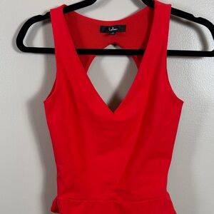 Lulu's Red V-Neck Sleeveless Backless Bodysuit NWOT